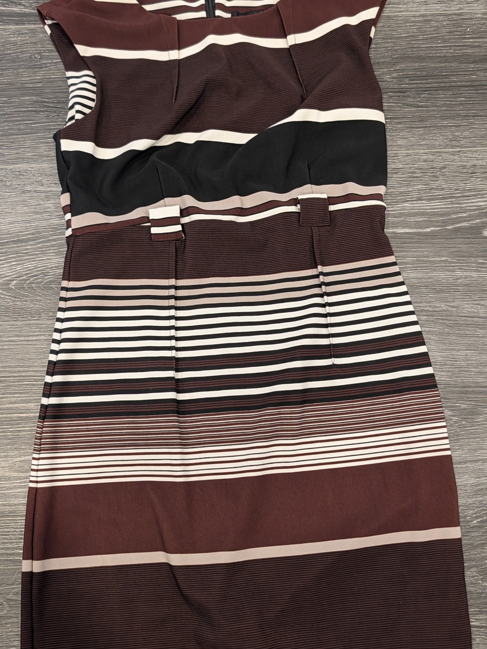 Women Striped Burgundy and Black Sheath Dress